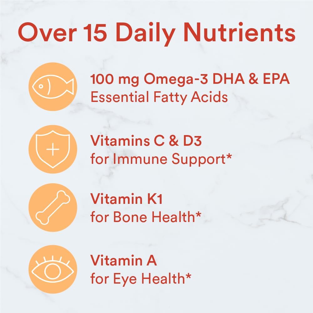 Smartypants Kids Multivitamin Gummies: Omega 3 Fish Oil (EPA/DHA), Vitamin D3, C, Vitamin B12, B6, Vitamin A, K & Zinc