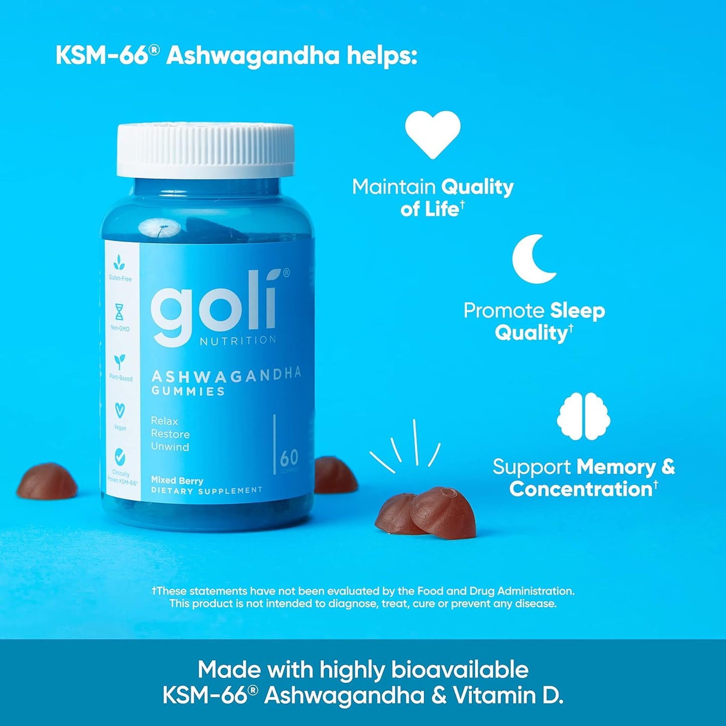 Goli ašvaganda ir vitamino D guminukai
