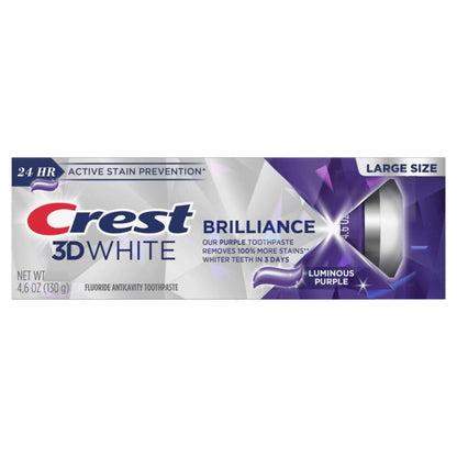 Crest 3D White Brilliance Luminous Purple balinanti dantų pasta, 3 vnt. 