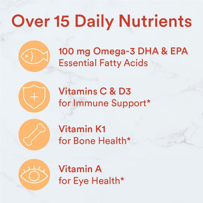 Smartypants Kids Multivitamin Gummies: Omega 3 Fish Oil (EPA/DHA), Vitamin D3, C, Vitamin B12, B6, Vitamin A, K & Zinc 