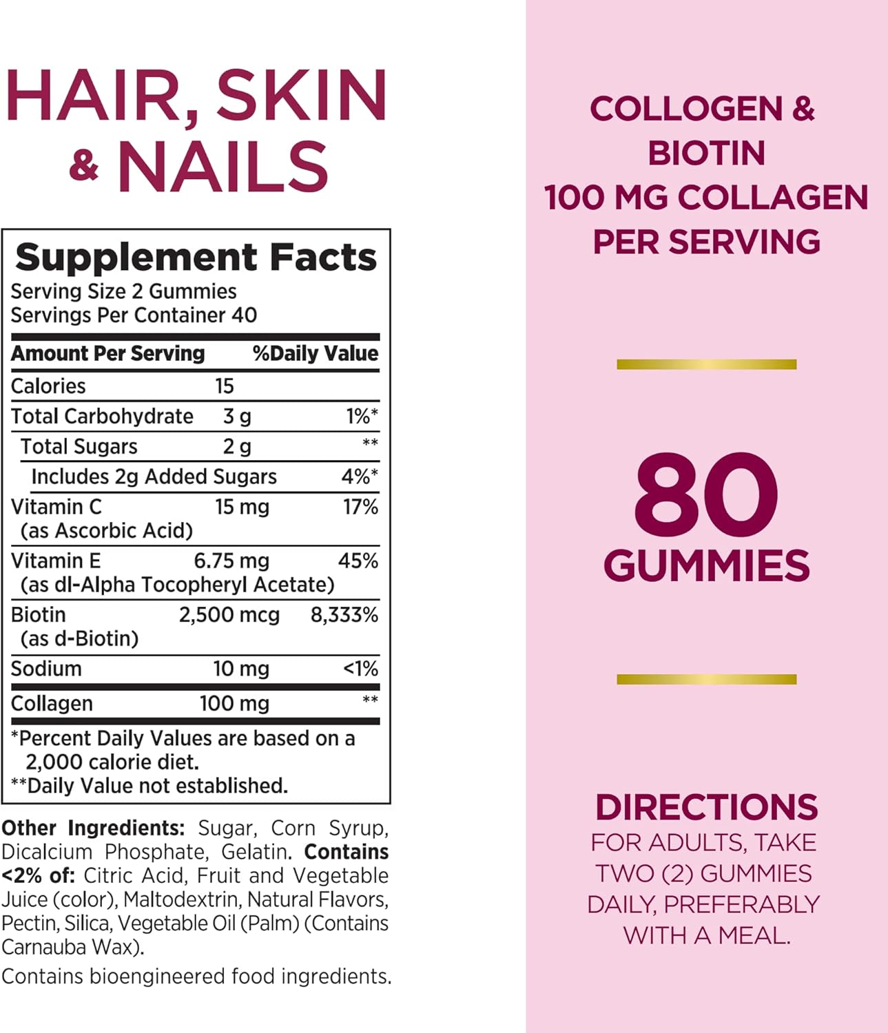 Nature'S Bounty Optimal Solutions guminukai plaukams, odai, nagams