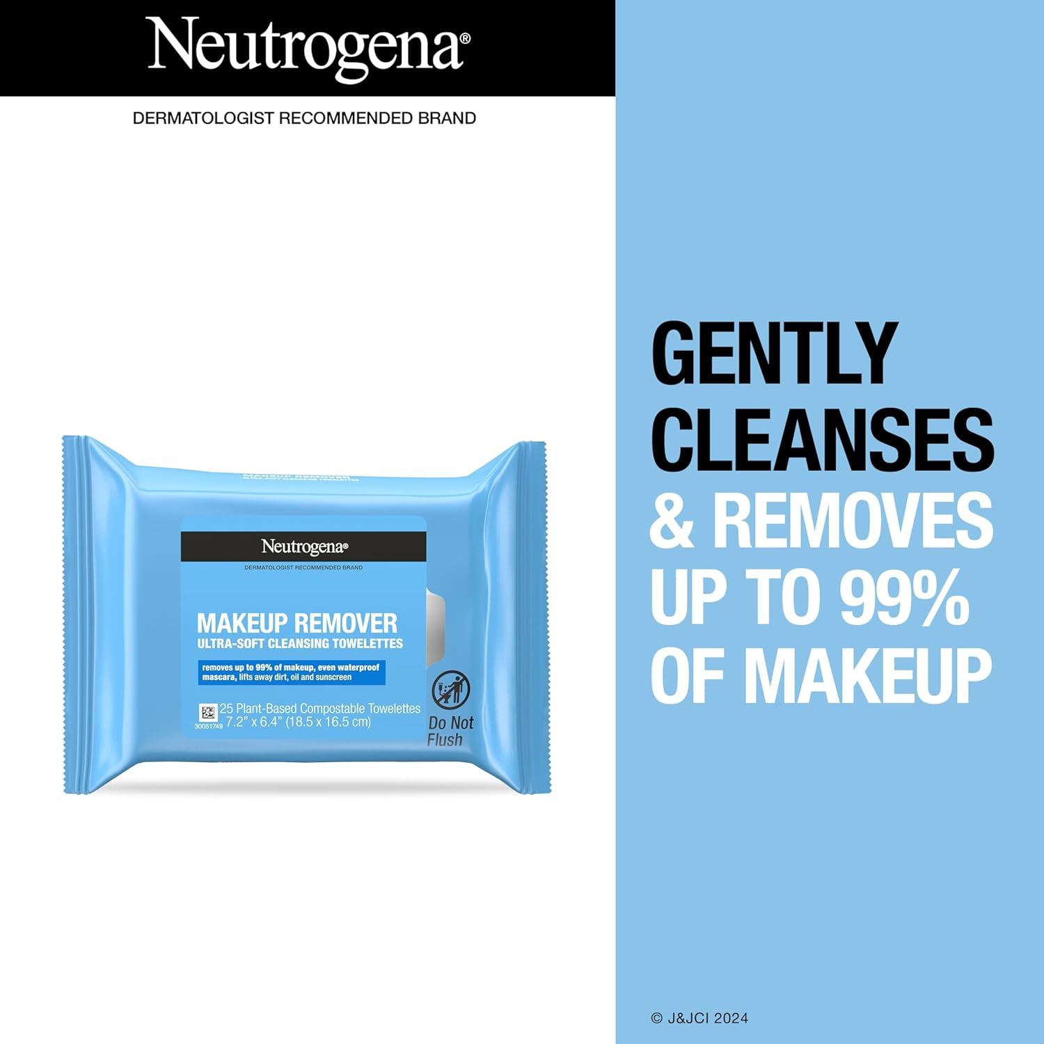 Neutrogena makiažo valymo servetėlės, 2x25 vnt