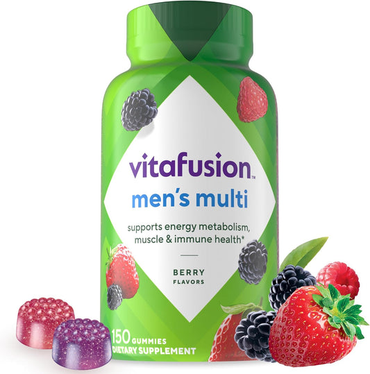Vitafusion Adult Gummy Vitamins for Men, Berry Flavored Daily Multivitamins for Men with Vitamins A, C, D, E, B6 and B12