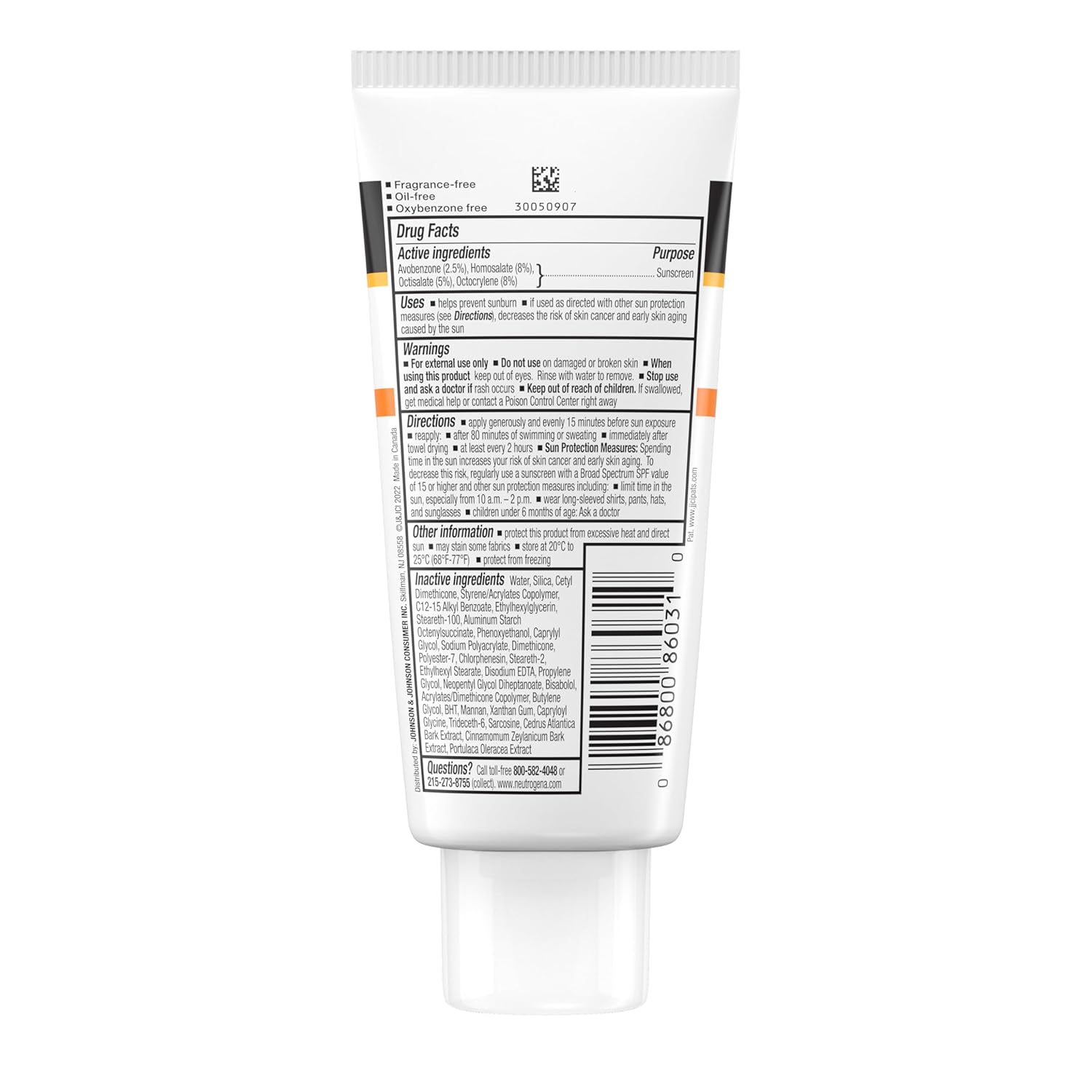 Neutrogena Clear Face apsauginis nuo saulės losjonas į spuogus linkusiai odai, SPF 30