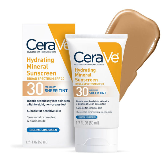 Cerave drėkinanti mineralinė apsauga nuo saulės su spalva, SPF 30 