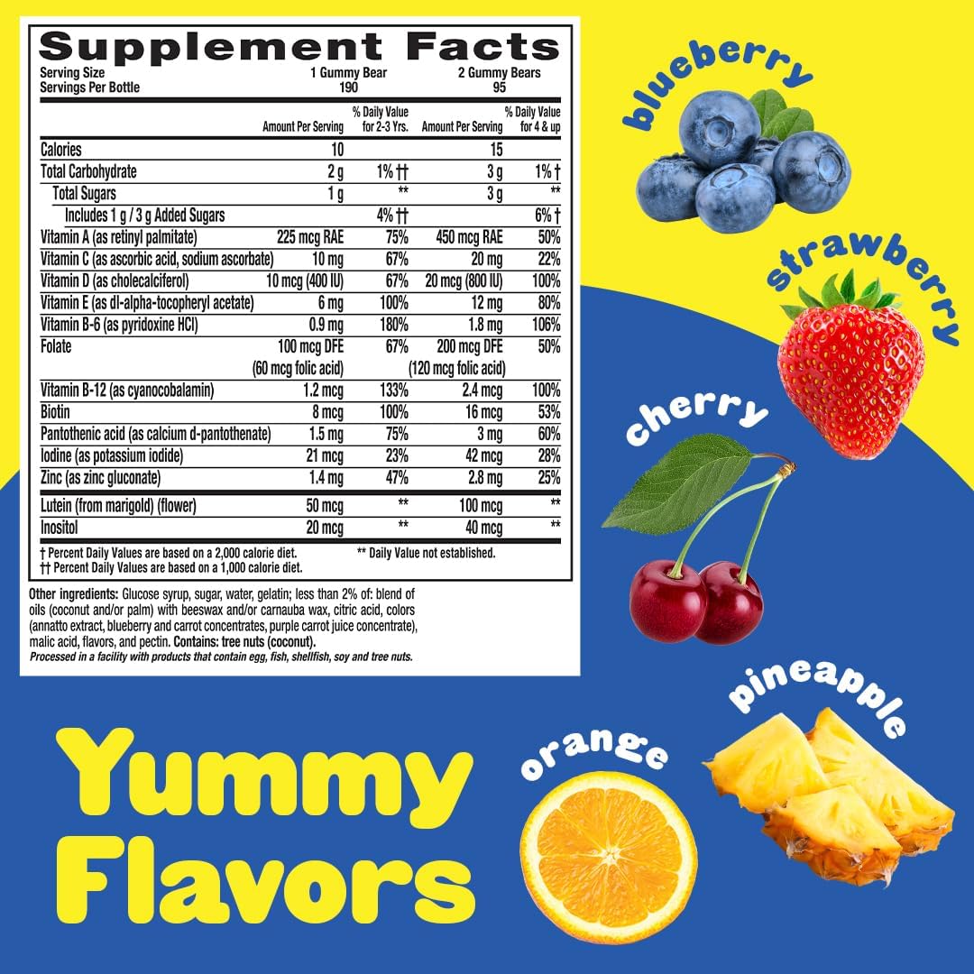 L’Il Critters Gummy Vites Daily Gummy Multivitamin for Kids, Vitamin C, D3 