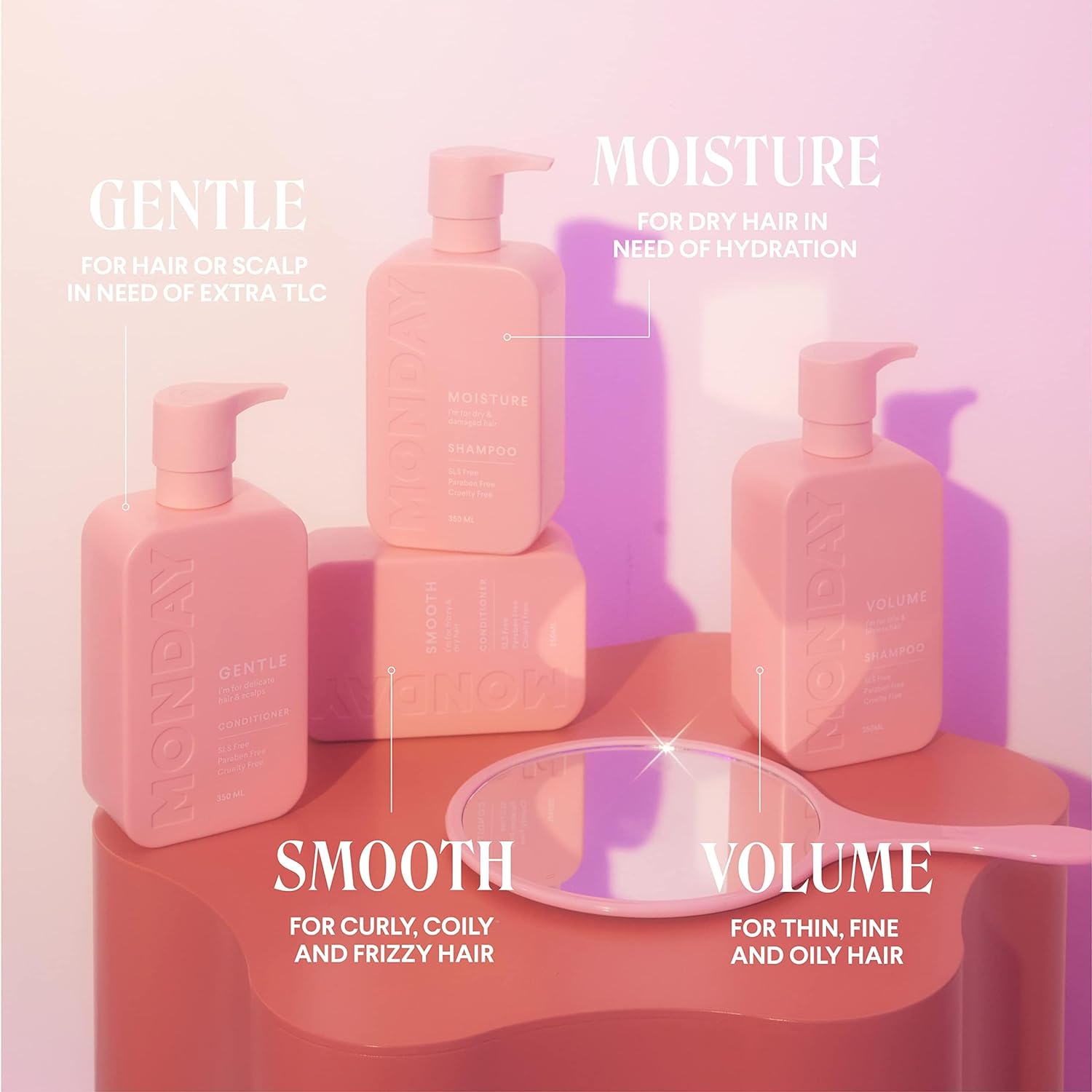 MONDAY HAIRCARE Volume Shampoo + Conditioner Set (2 Pack) for Thin, Fine, and Oily Hair, Made from Coconut Oil, Ginger Extract, & Vitamin E, 100% Recyclable Bottles