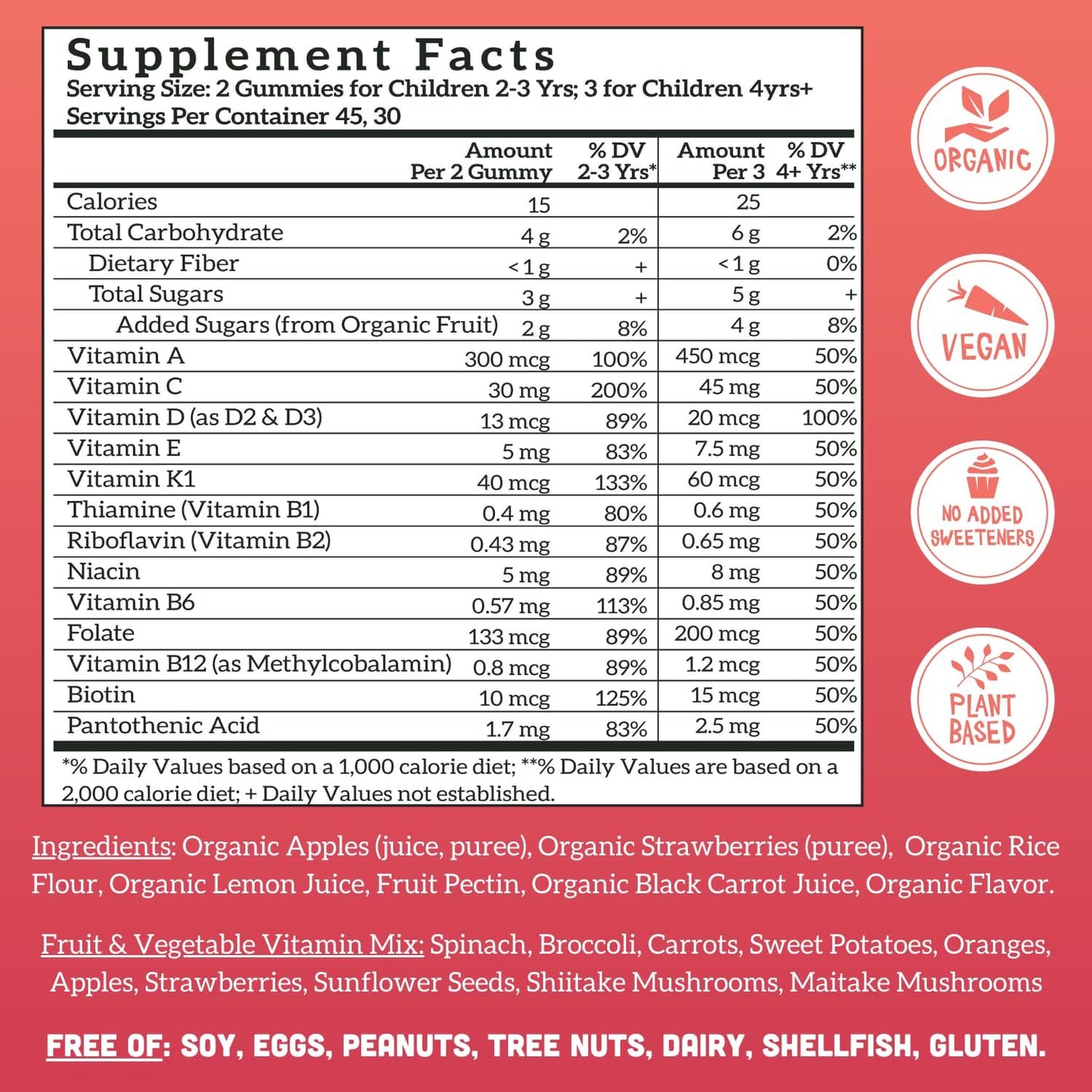 Llama Naturals Real Fruit Gummy Vitamins for Kids, No Added Sugar Cane