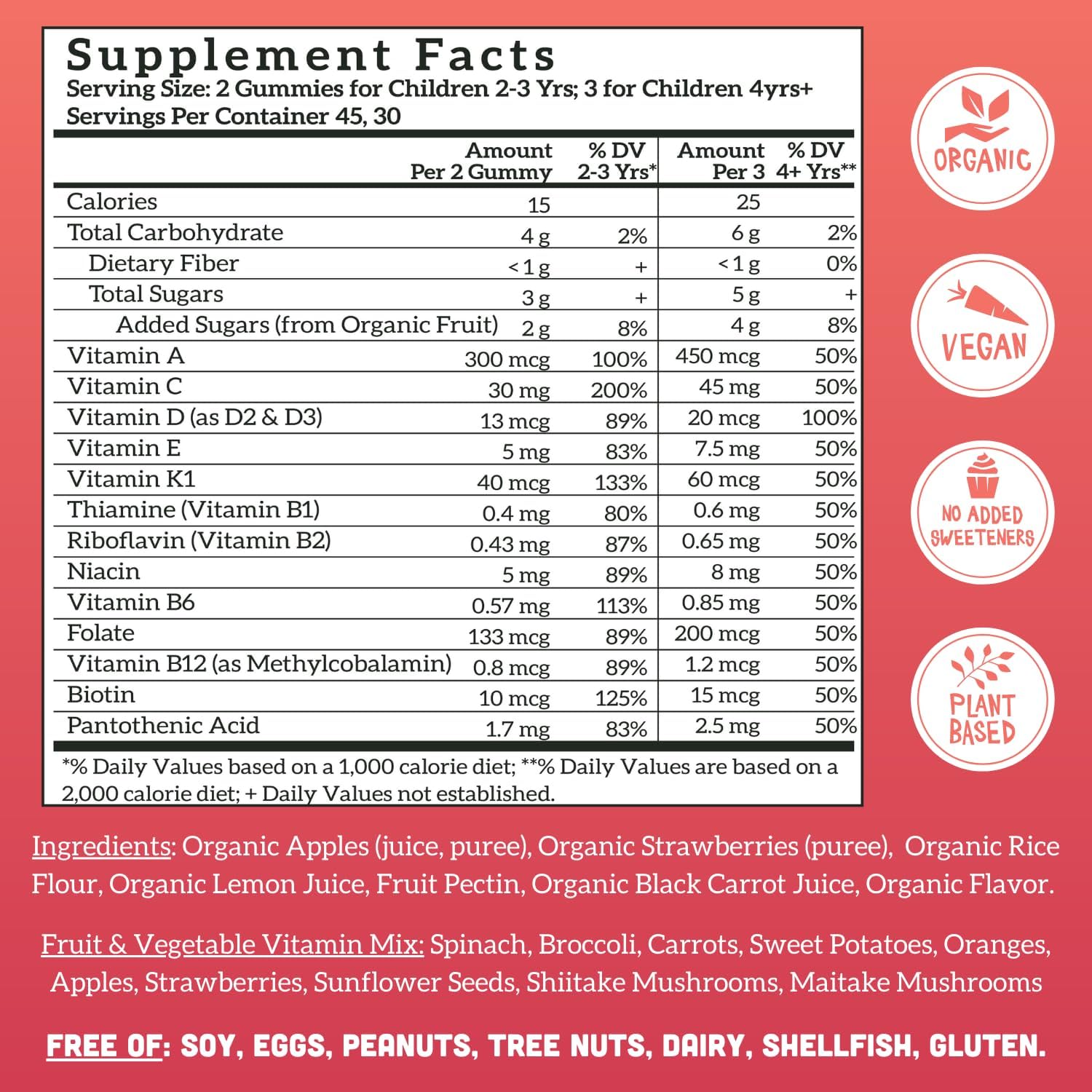Llama Naturals Real Fruit Gummy Vitamins for Kids, No Added Sugar Cane
