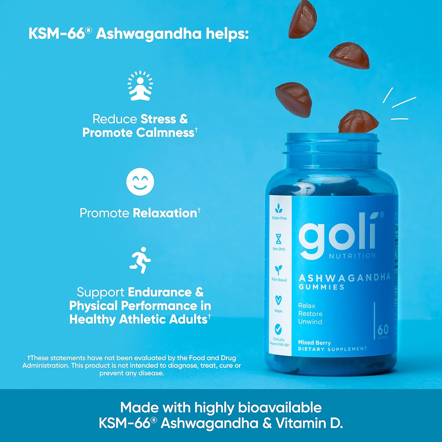 Goli ašvaganda ir vitamino D guminukai