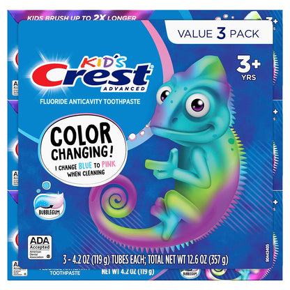 Crest Kid'S Fluoride Toothpaste, Bubblegum Flavor, 4.2 Oz (Pack of 3)